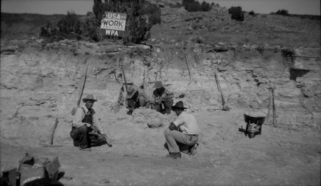 Workers in the field under WPA sign 2